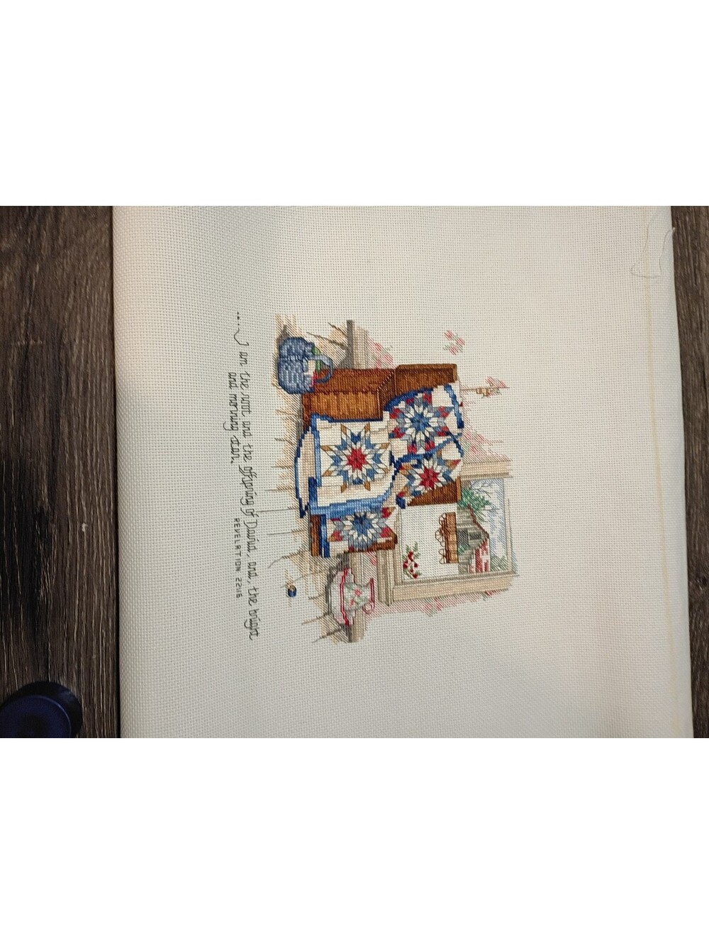 Vintage *David's Starr*Cross Stitch Kit with Cloth and Finished Embroidery Panel